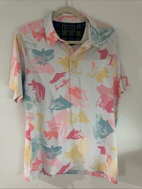 William Murray Golf Pastel Graphic Polo in Pink, Yellow, Mint, Coral